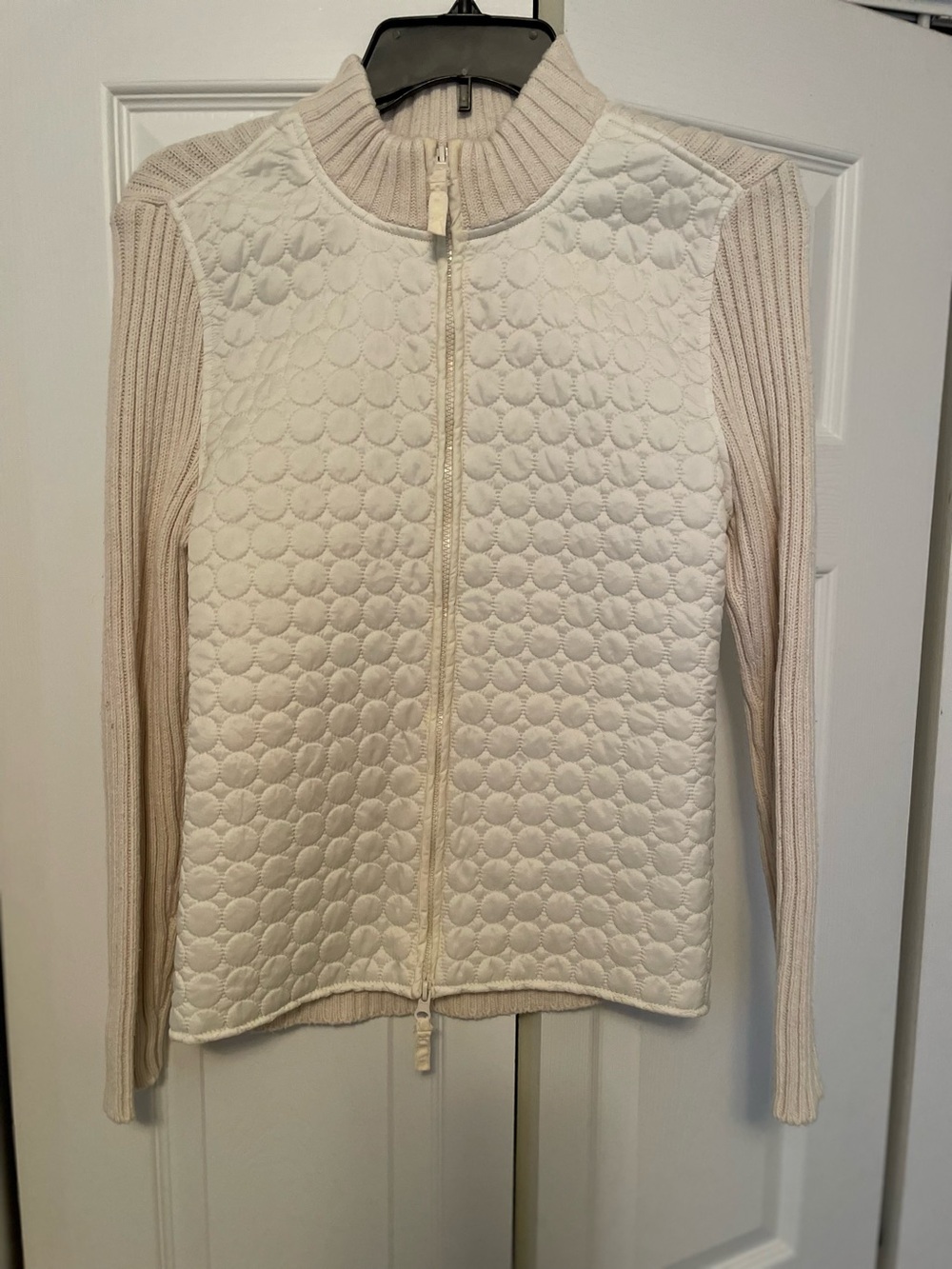 Laura Scott Cream Quilted/Ribbed Knit Sweater size S